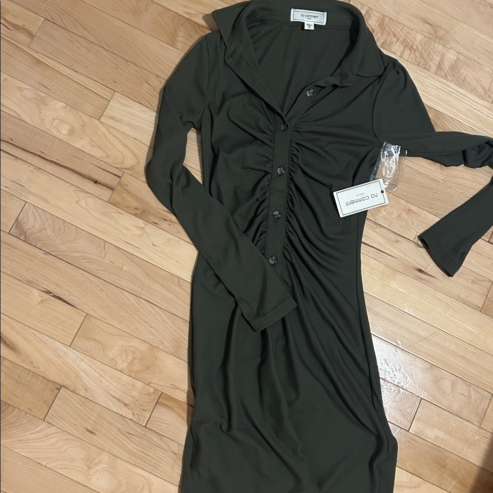 Women's Long Sleeve Dress in Olive Green